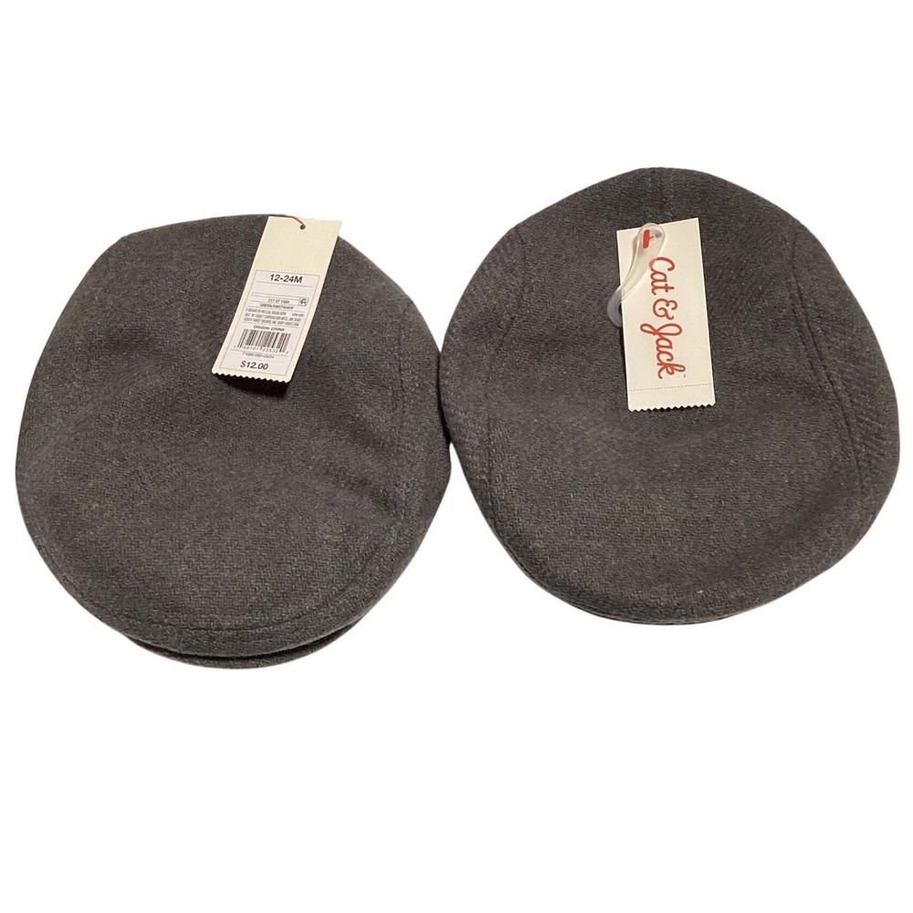 Cat Jack Baby Toddler 12-24 Months Dark Gray Herringbone Cap Hat
